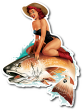 Load image into Gallery viewer, &quot;Riding Reds&quot; Kayak Nose Art - Redfish Girl Autumn
