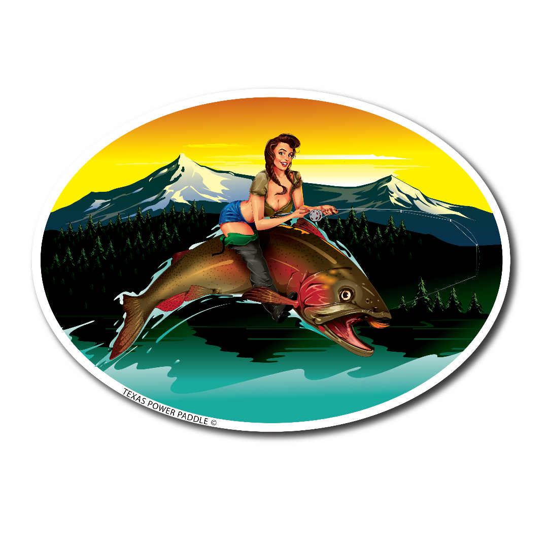 "Trixie Trout Girl" Vintage Nose Art Texas Power Paddle
