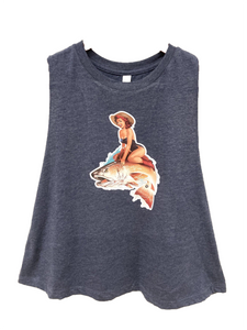 Ladies Cropped RacerBack  Fish Girl Tanks
